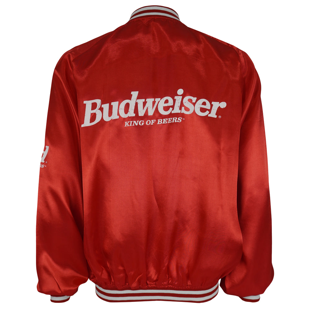 Budweiser - King Of Beers Button-Up Satin Jacket 1980s Medium Vintage Retro