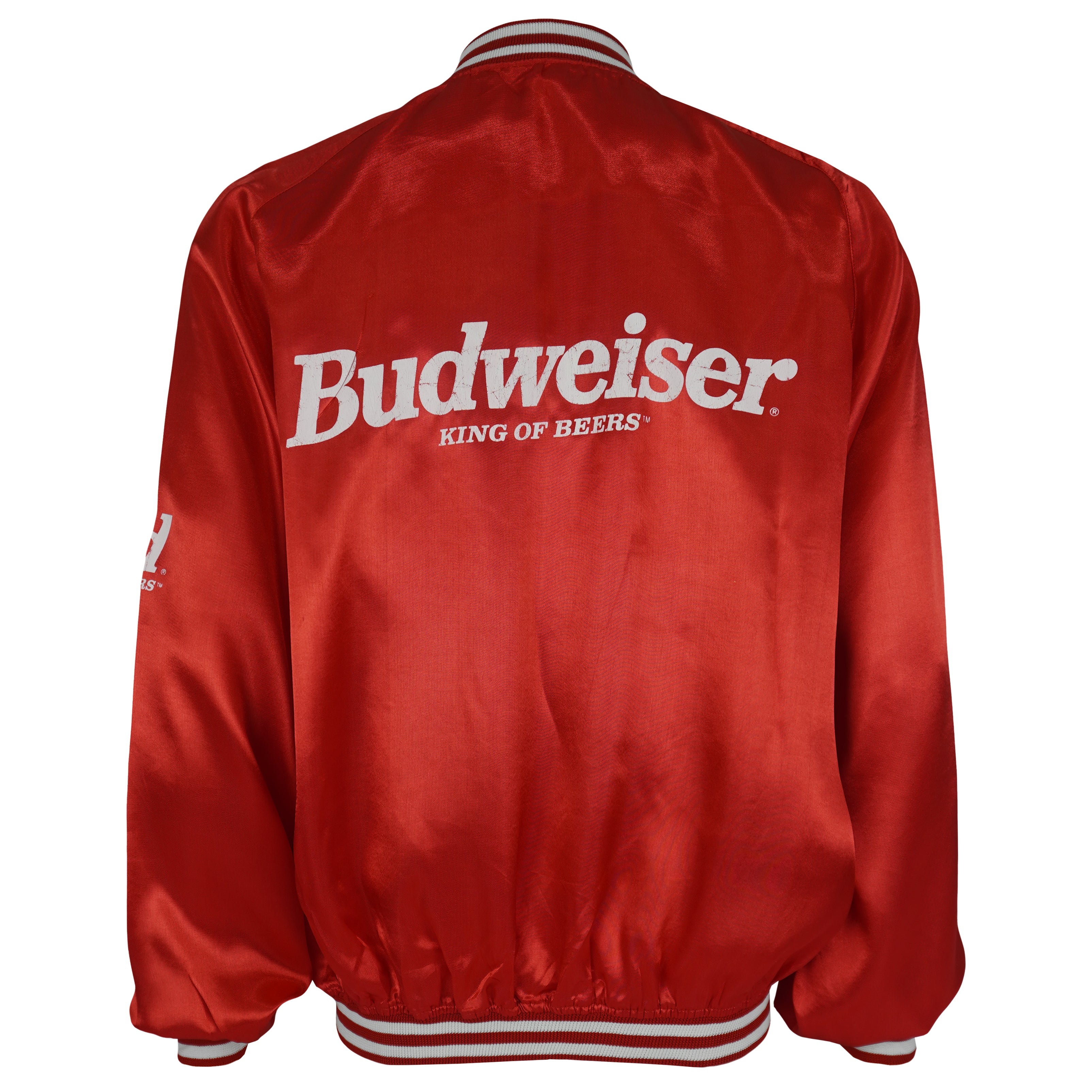 Budweiser - King Of Beers Button-Up Satin Jacket 1980s Medium Vintage Retro
