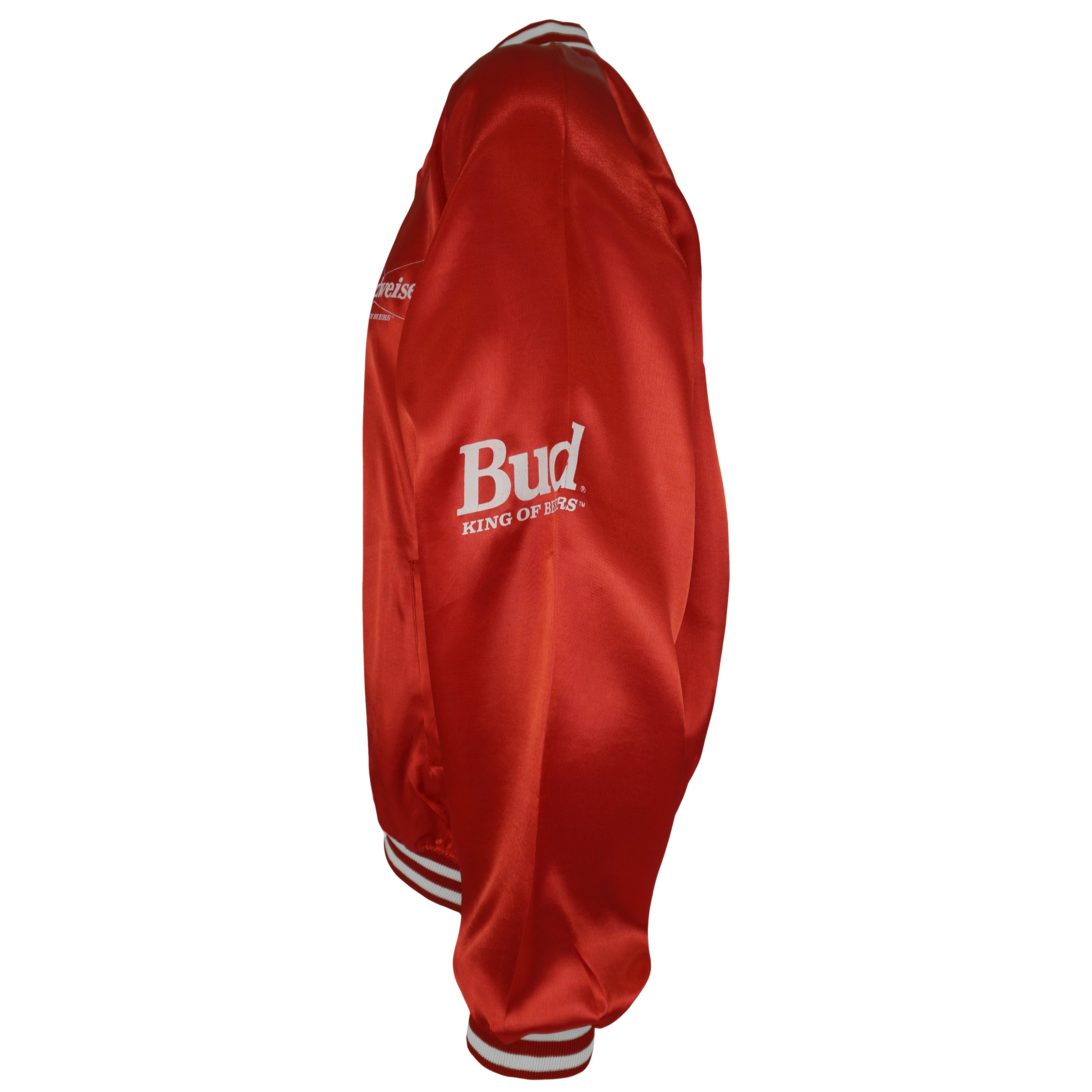 Budweiser - King Of Beers Button-Up Satin Jacket 1980s Medium Vintage Retro