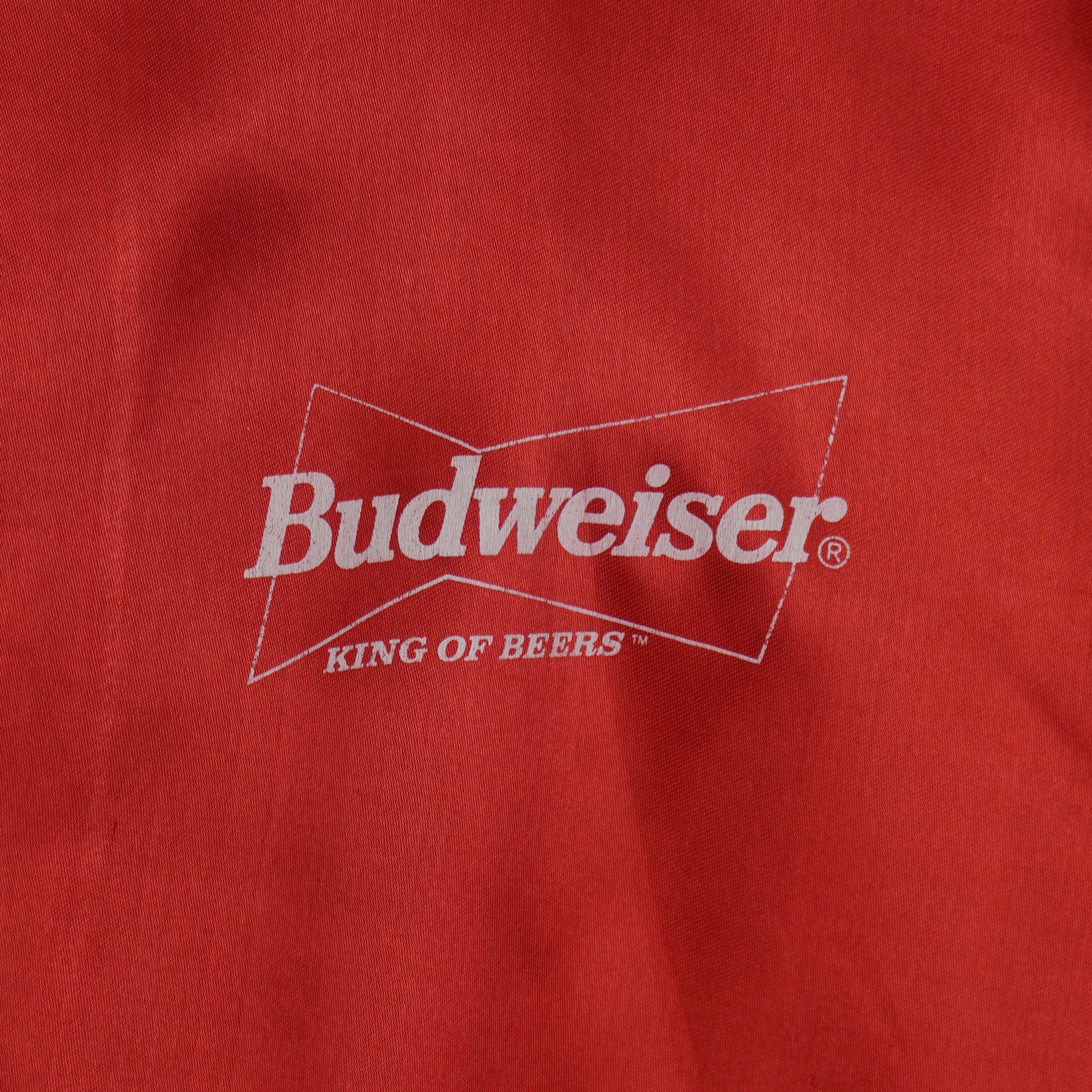Budweiser - King Of Beers Button-Up Satin Jacket 1980s Medium Vintage Retro