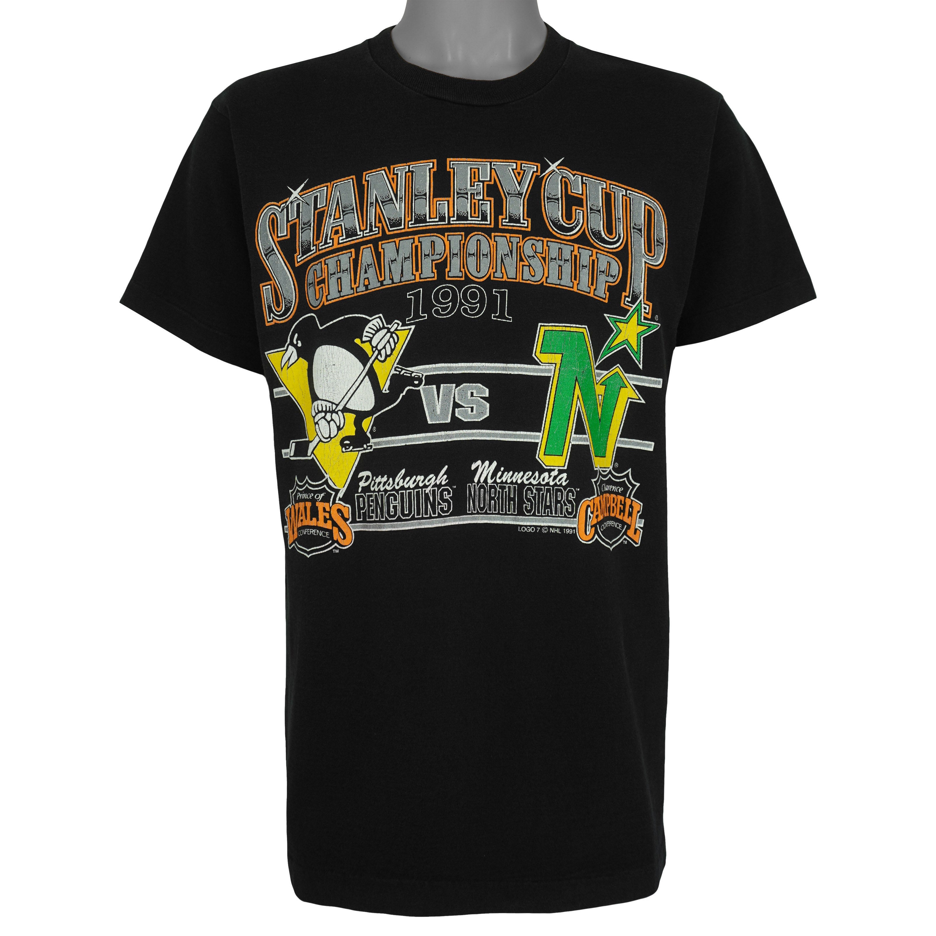 NHL - Penguins VS North Stars Stanley Cup Champions T-Shirt 1991 Large Vintage Retro Hockey