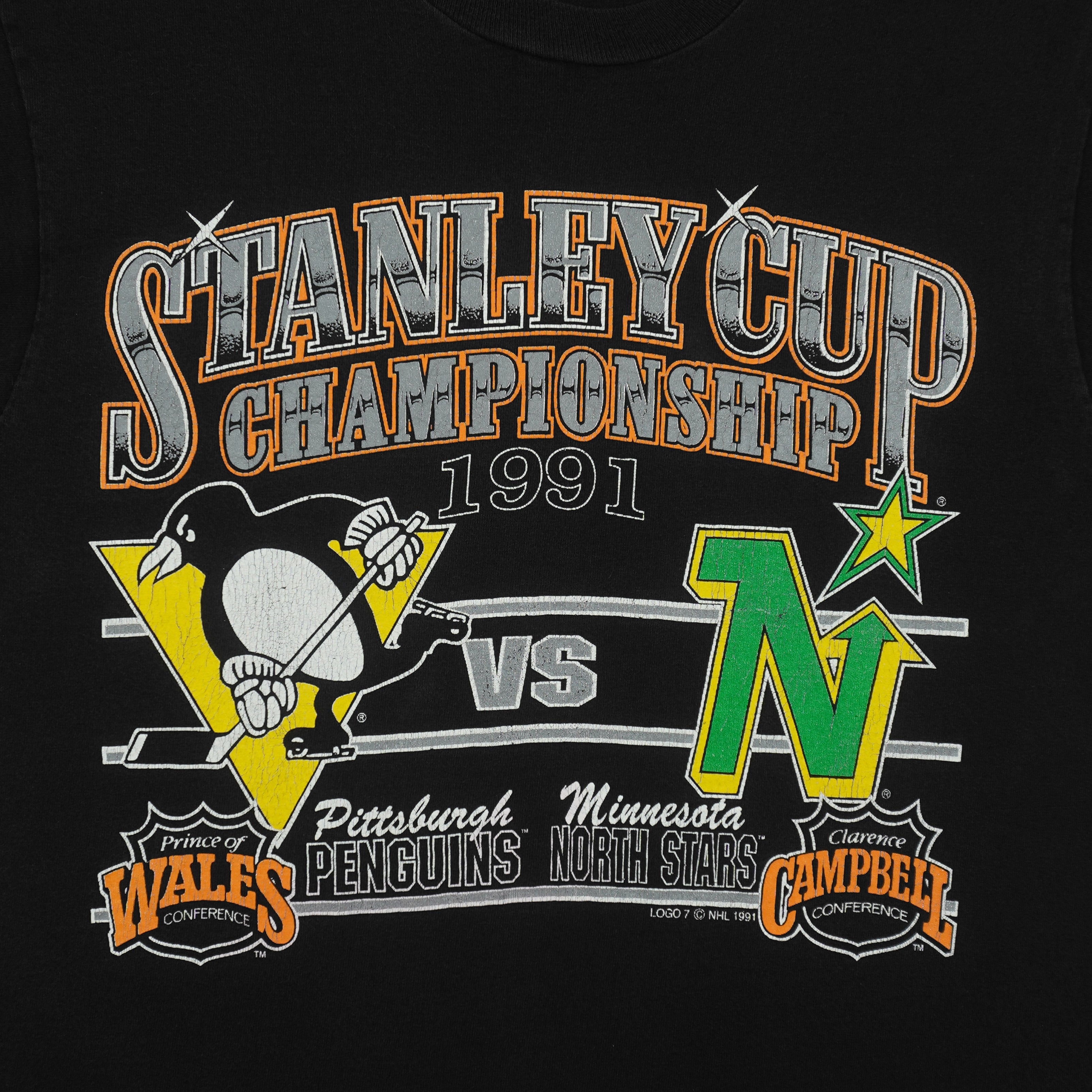 NHL - Penguins VS North Stars Stanley Cup Champions T-Shirt 1991 Large Vintage Retro Hockey