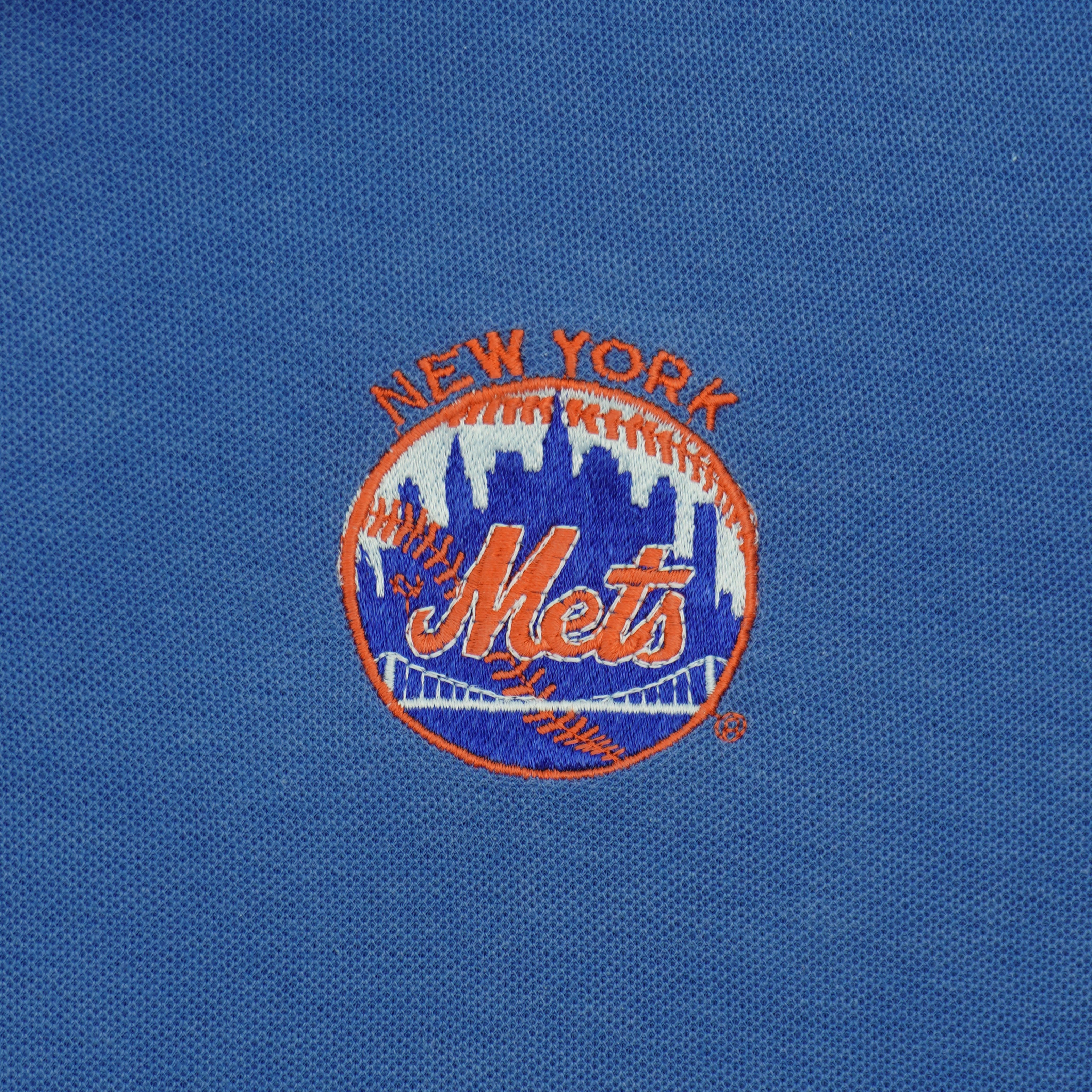 MLB (Logo 7) - New York Mets Embroidered Polo T-Shirt 1980s Large Vintage Retro Baseball