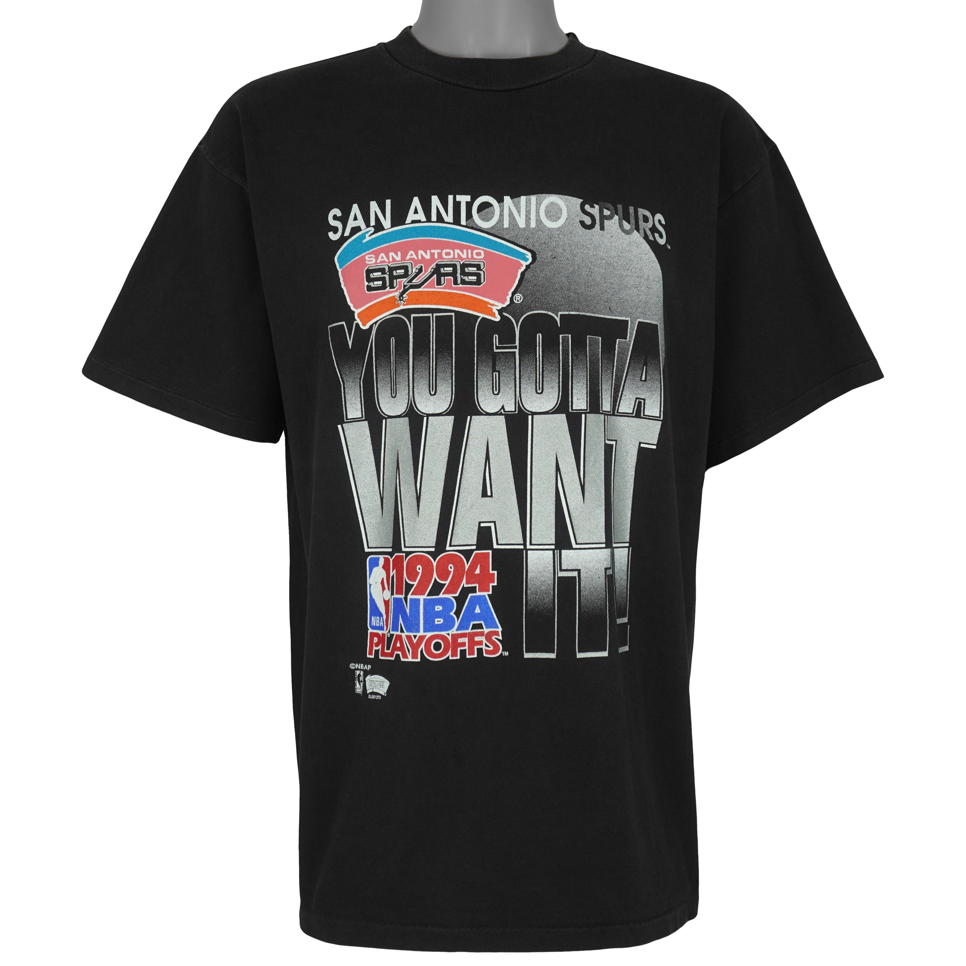 NBA (Salem) - San Antonio Spurs You Gotta Want It T-Shirt 1994 Large Vintage Retro Basketball