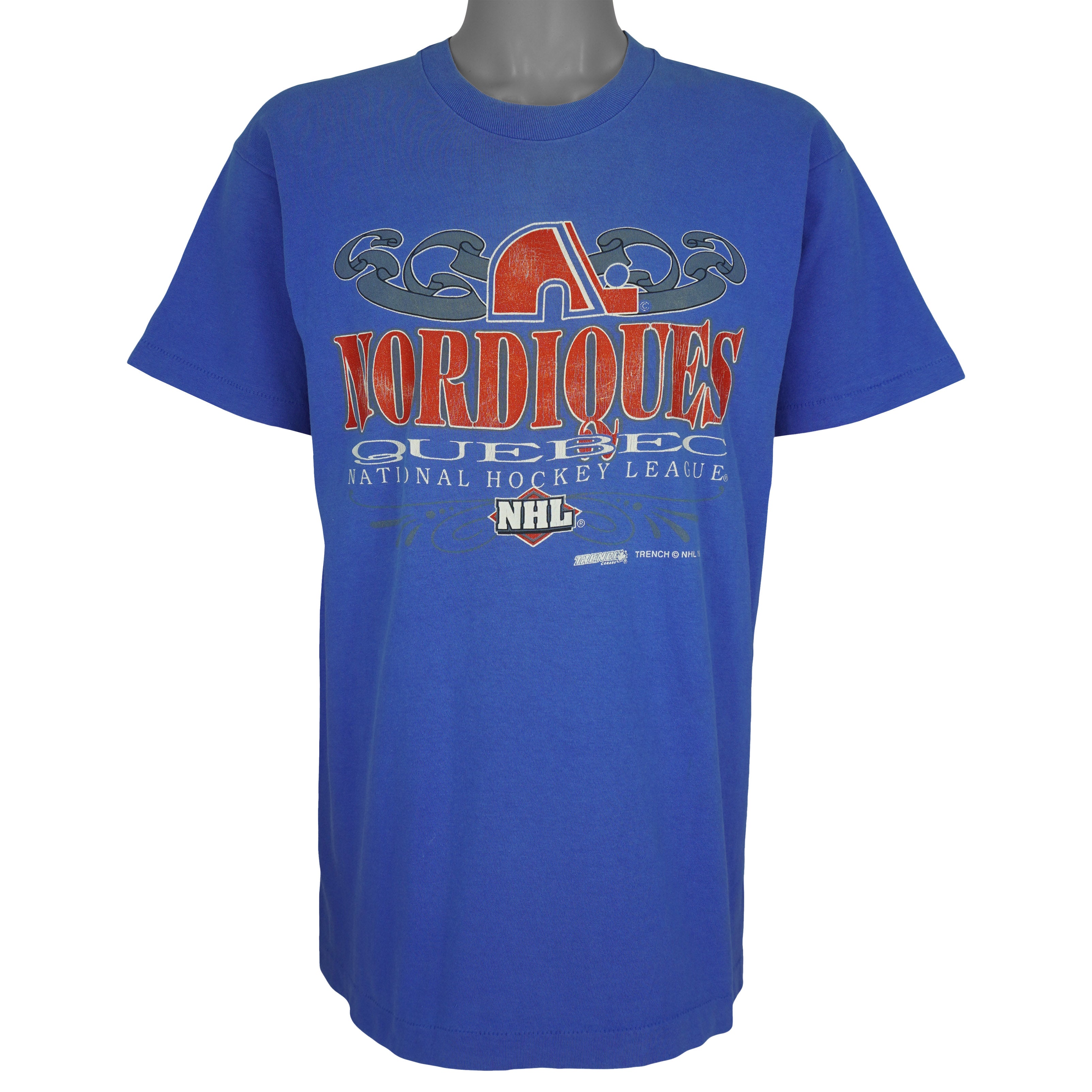 NHL (Fruit Of The Loom) - Quebec Nordiques Hockey T-Shirt 1993 Large Vintage Retro Hockey