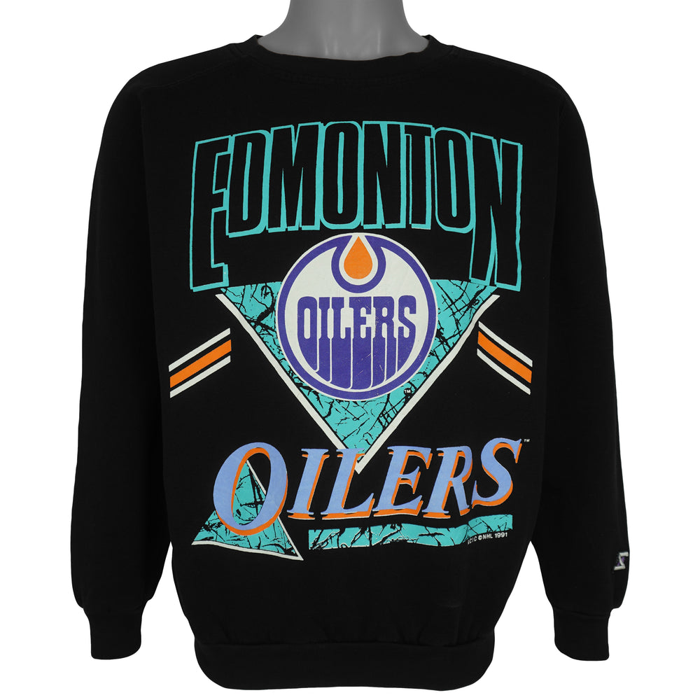 NHL (Softwear) - Edmonton Oilers Crew Neck Sweatshirt 1991 Small Vintage Retro Hockey