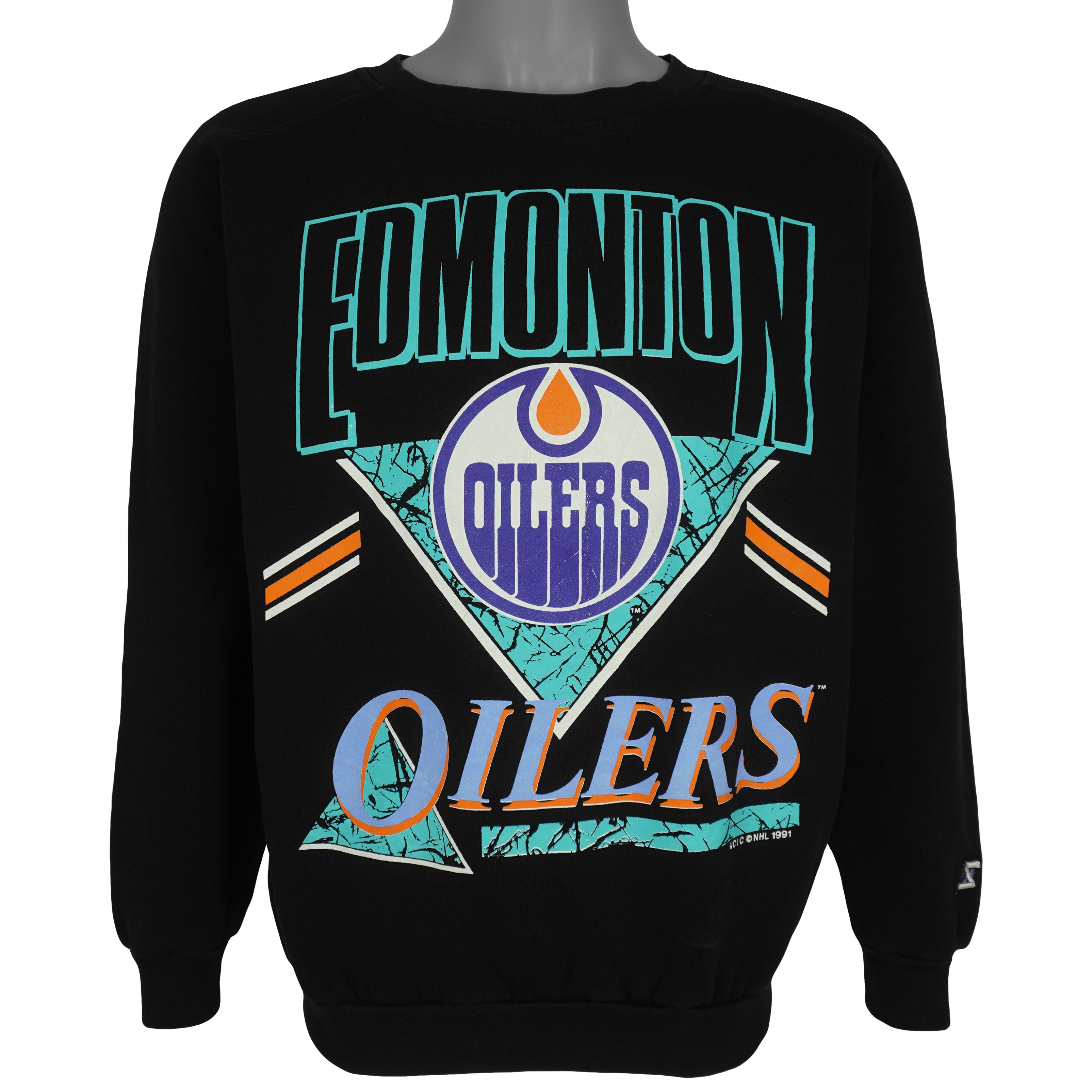 NHL (Softwear) - Edmonton Oilers Crew Neck Sweatshirt 1991 Small Vintage Retro Hockey