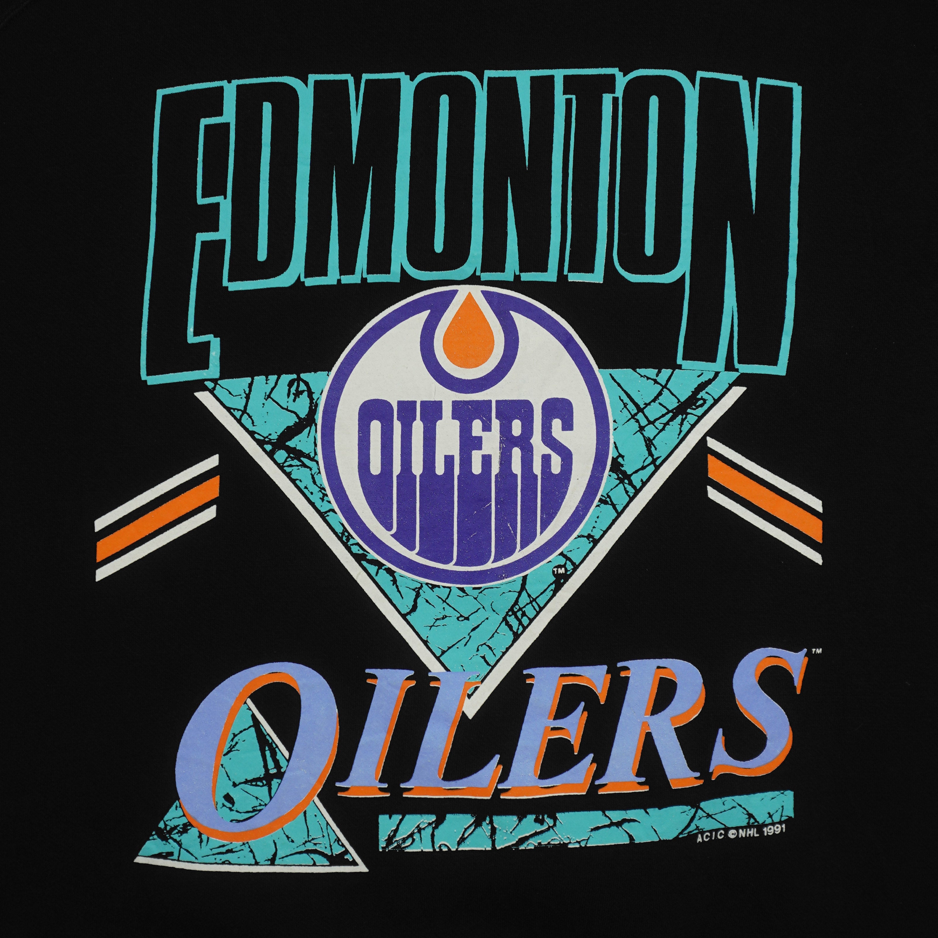 NHL (Softwear) - Edmonton Oilers Crew Neck Sweatshirt 1991 Small Vintage Retro Hockey