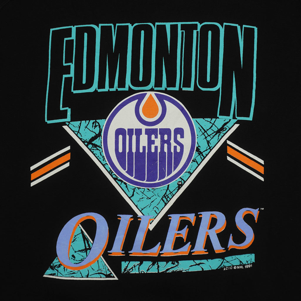 NHL (Softwear) - Edmonton Oilers Crew Neck Sweatshirt 1991 Small Vintage Retro Hockey