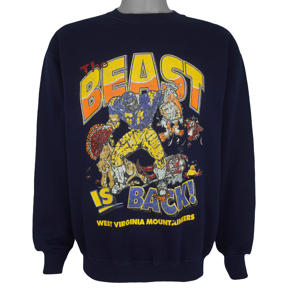 NCAA - West Virginia Mountaineers The Beast Is Back Sweatshirt 1990s Large Vintage Retro