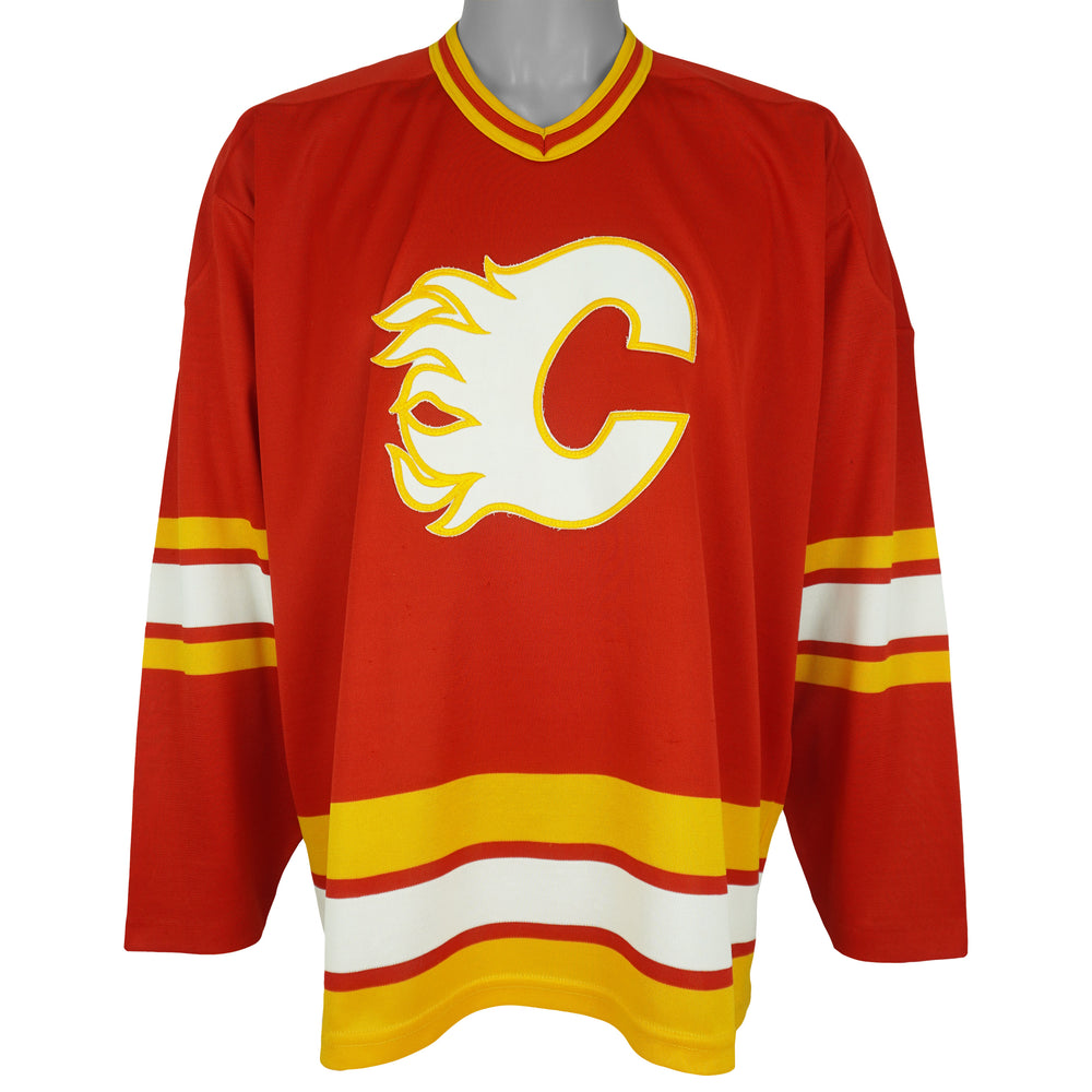 NHL (CCM) - Calgary Flames Hockey Jersey 1980s X-Large Vintage Retro Hockey