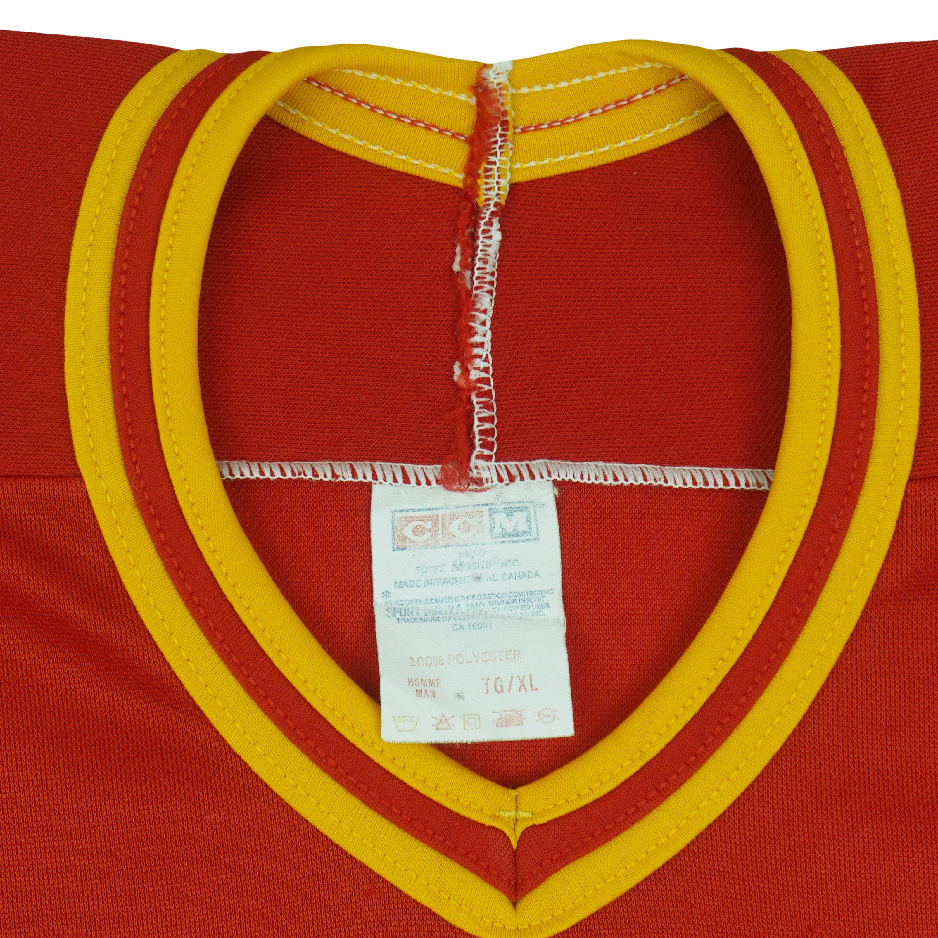 NHL (CCM) - Calgary Flames Hockey Jersey 1980s X-Large Vintage Retro Hockey