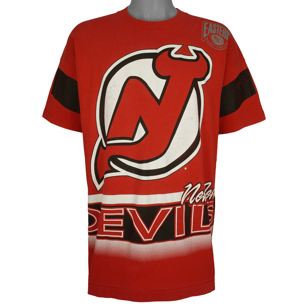 NHL - New Jersey Devils Big Logo T-Shirt 1994 X-Large Vintage Retro Hockey