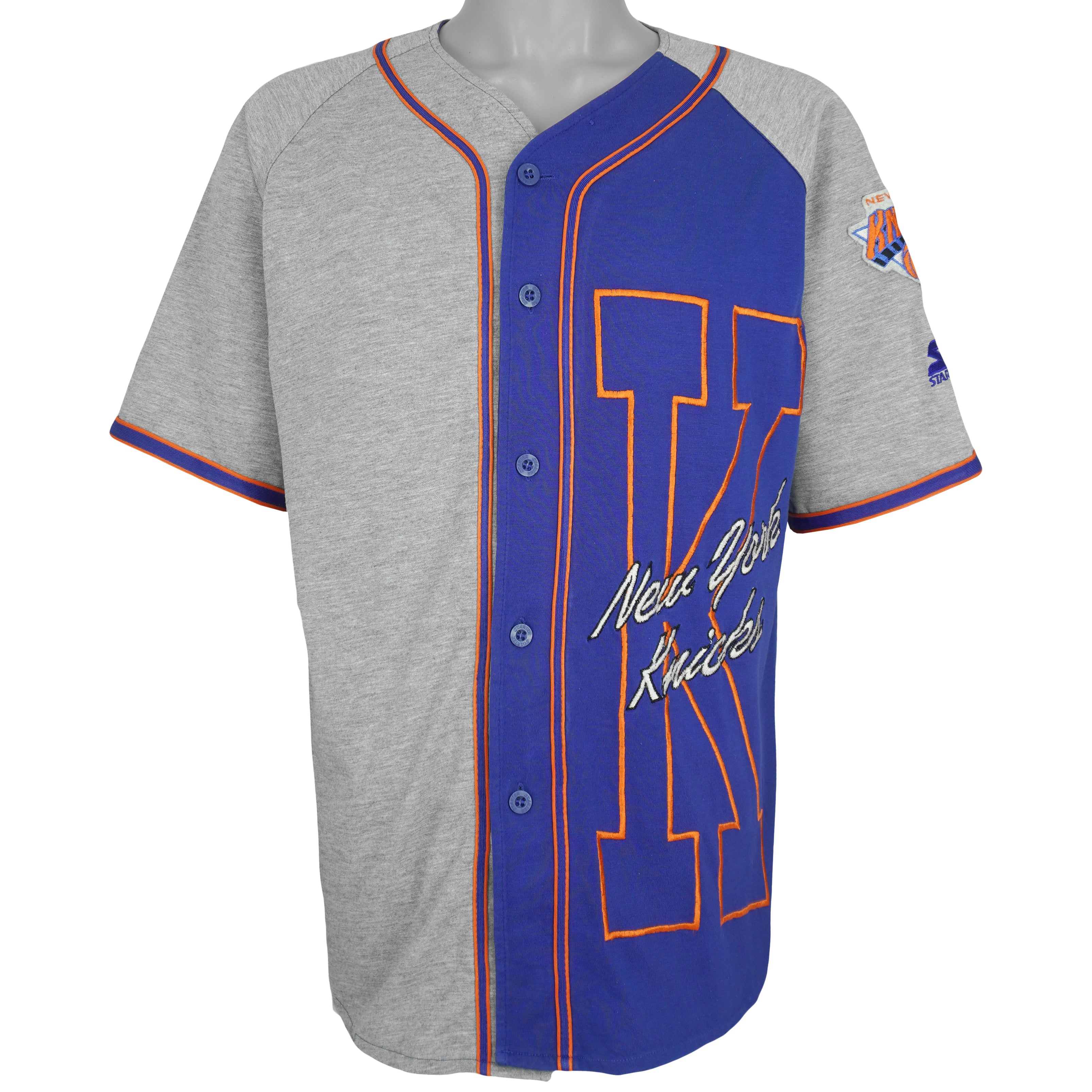 Starter (NBA) - New York Knicks Button-Up Jersey T-Shirt 1990s Medium Vintage Retro Basketball