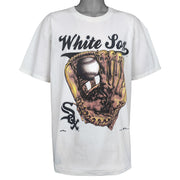 MLB (Nutmeg) - Chicago White Sox Baseball Glove T-Shirt 1995 X-Large Vintage Retro Baseball