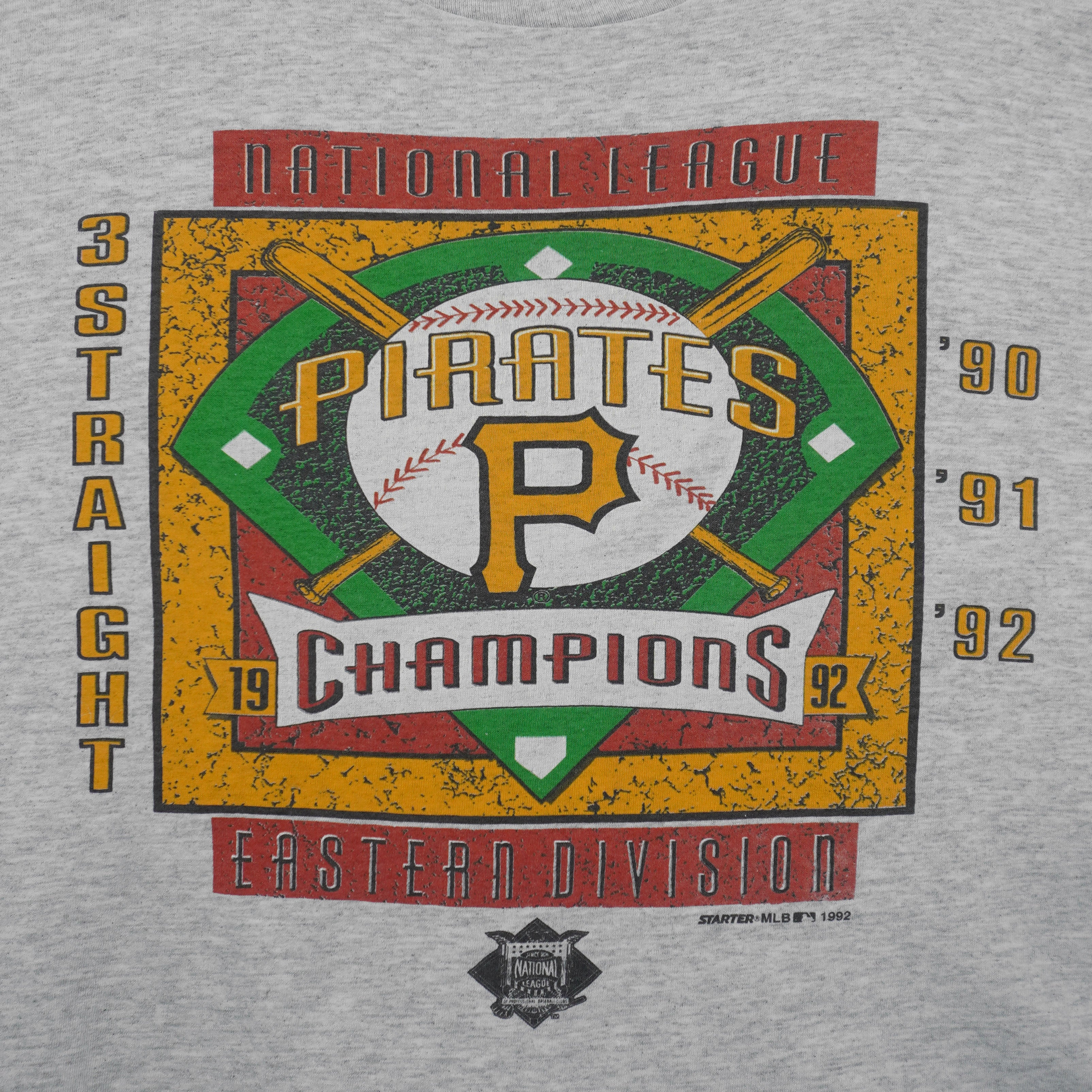 Starter (MLB) - Pittsburgh Pirates Logo National League East Champions T-Shirt 1992 X-Large Vintage Retro Baseball