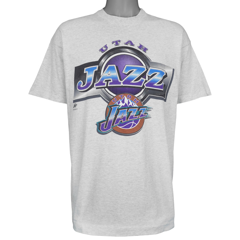 NBA - Utah Jazz Single Stitch T-Shirt 1990s Large Vintage Retro Basketball