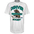 Vintage IHL (Soffe) - Denver Grizzlies Ice Hockey T-Shirt 1990s Large in gray and white