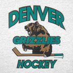 Vintage IHL (Soffe) - Denver Grizzlies Ice Hockey T-Shirt 1990s Large in gray and white
