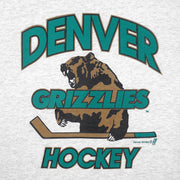 Vintage IHL (Soffe) - Denver Grizzlies Ice Hockey T-Shirt 1990s Large in gray and white