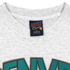 Vintage IHL (Soffe) - Denver Grizzlies Ice Hockey T-Shirt 1990s Large in gray and white