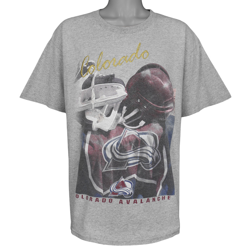 NHL (Lee) - Grey Colorado Avalanche Embroidered T-Shirt 1990s X-Large Vintage Retro Hockey