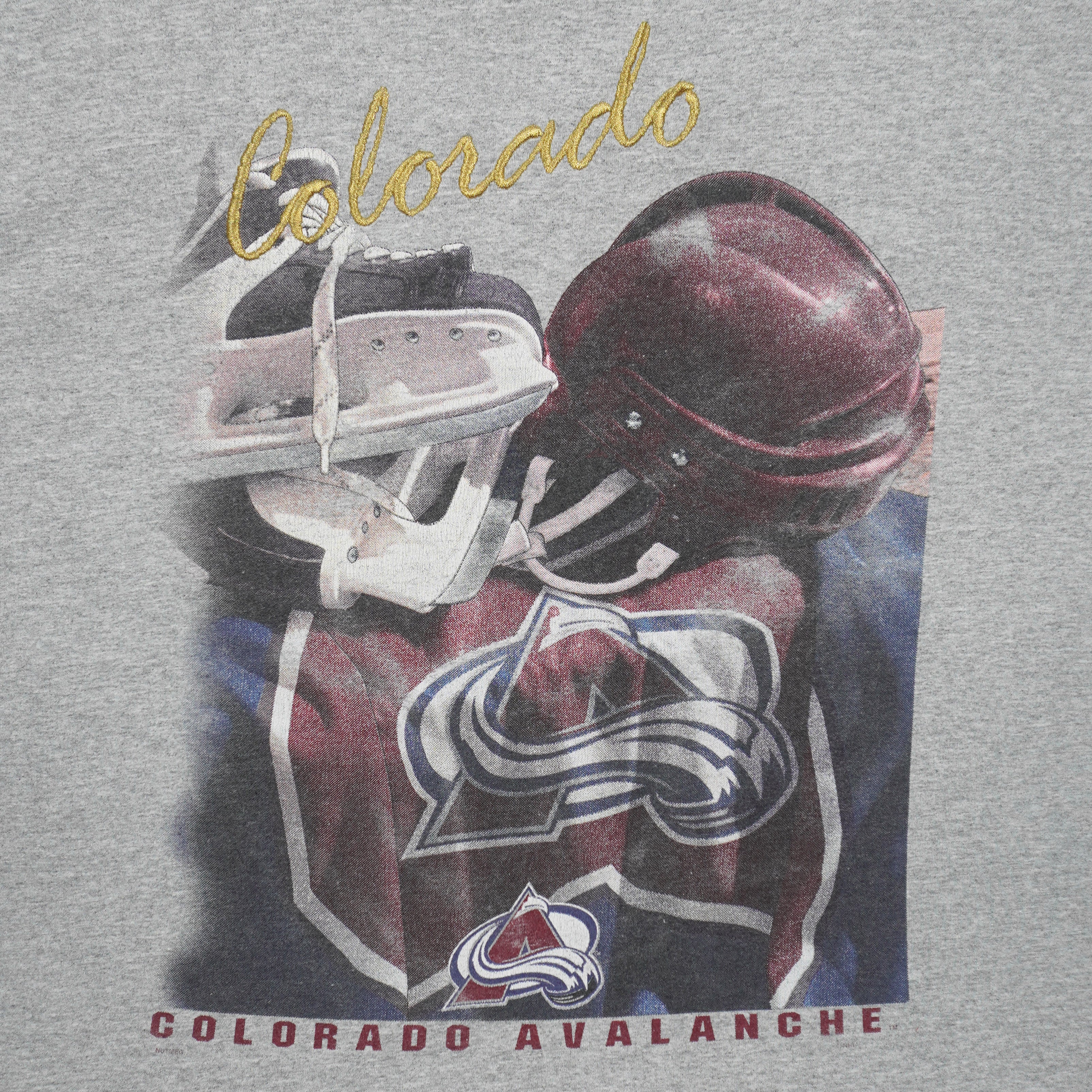 NHL (Lee) - Grey Colorado Avalanche Embroidered T-Shirt 1990s X-Large Vintage Retro Hockey