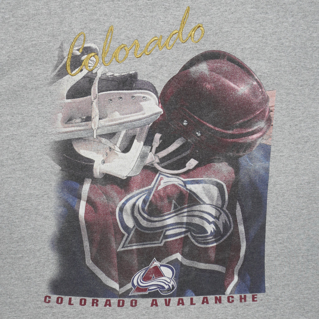 NHL (Lee) - Grey Colorado Avalanche Embroidered T-Shirt 1990s X-Large Vintage Retro Hockey