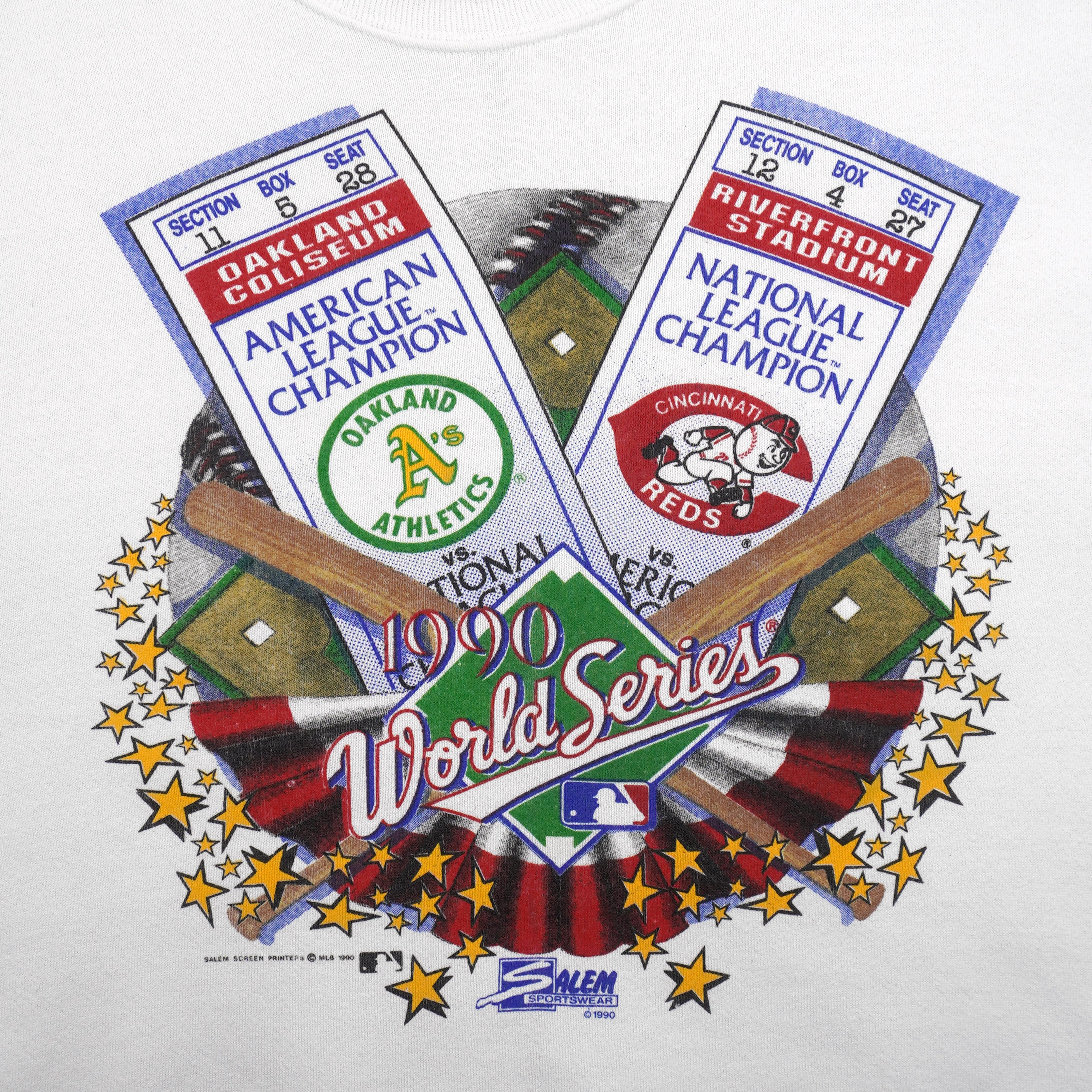 MLB - Oakland Athletics Vs Cincinnati Reds Matchups World Series Sweatshirt 1990 Large Vintage Retro Baseball