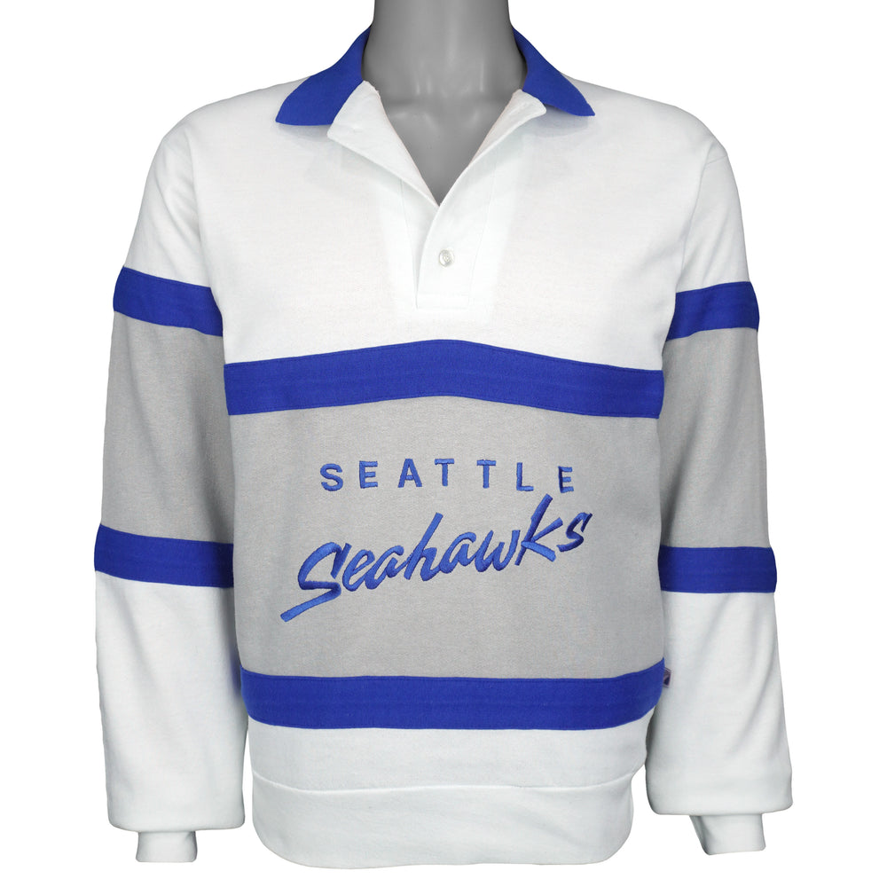 NFL (Logo 7) - Seattle Seahawks Embroidered Pullover 1990s Medium Vintage Retro Football
