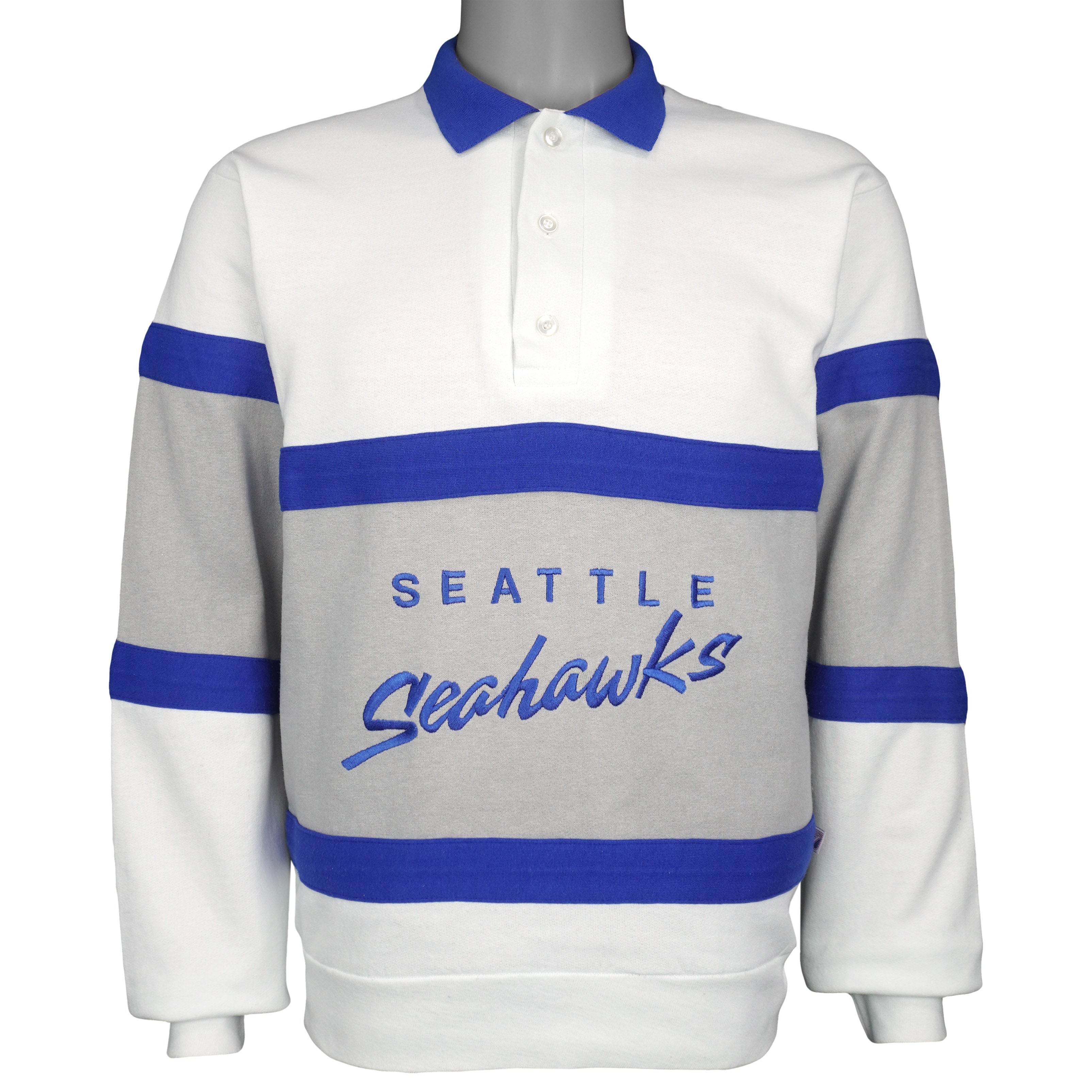 NFL (Logo 7) - Seattle Seahawks Embroidered Pullover 1990s Medium Vintage Retro Football