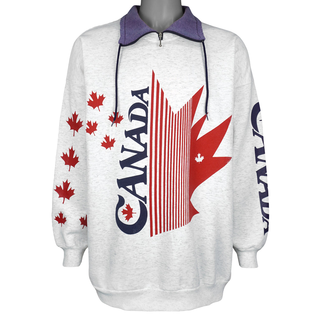Vintage - Canada Flag 1/4 Zip Sweatshirt T-Shirt 1990s X-Large Vintage Retro