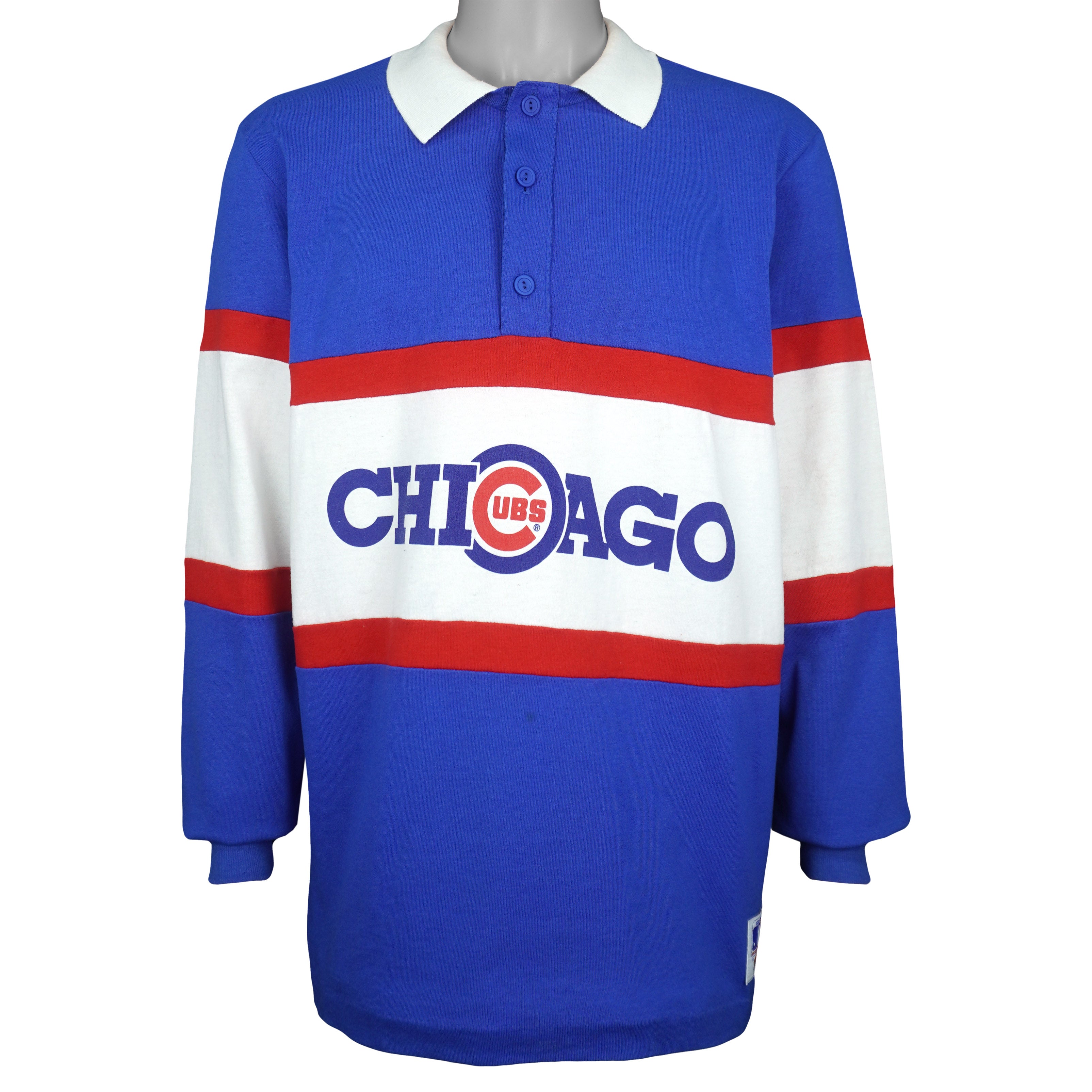 MLB (Nutmeg) - Chicago Cubs Collared Sweatshirt 1980s Large vintage Retro Baseball