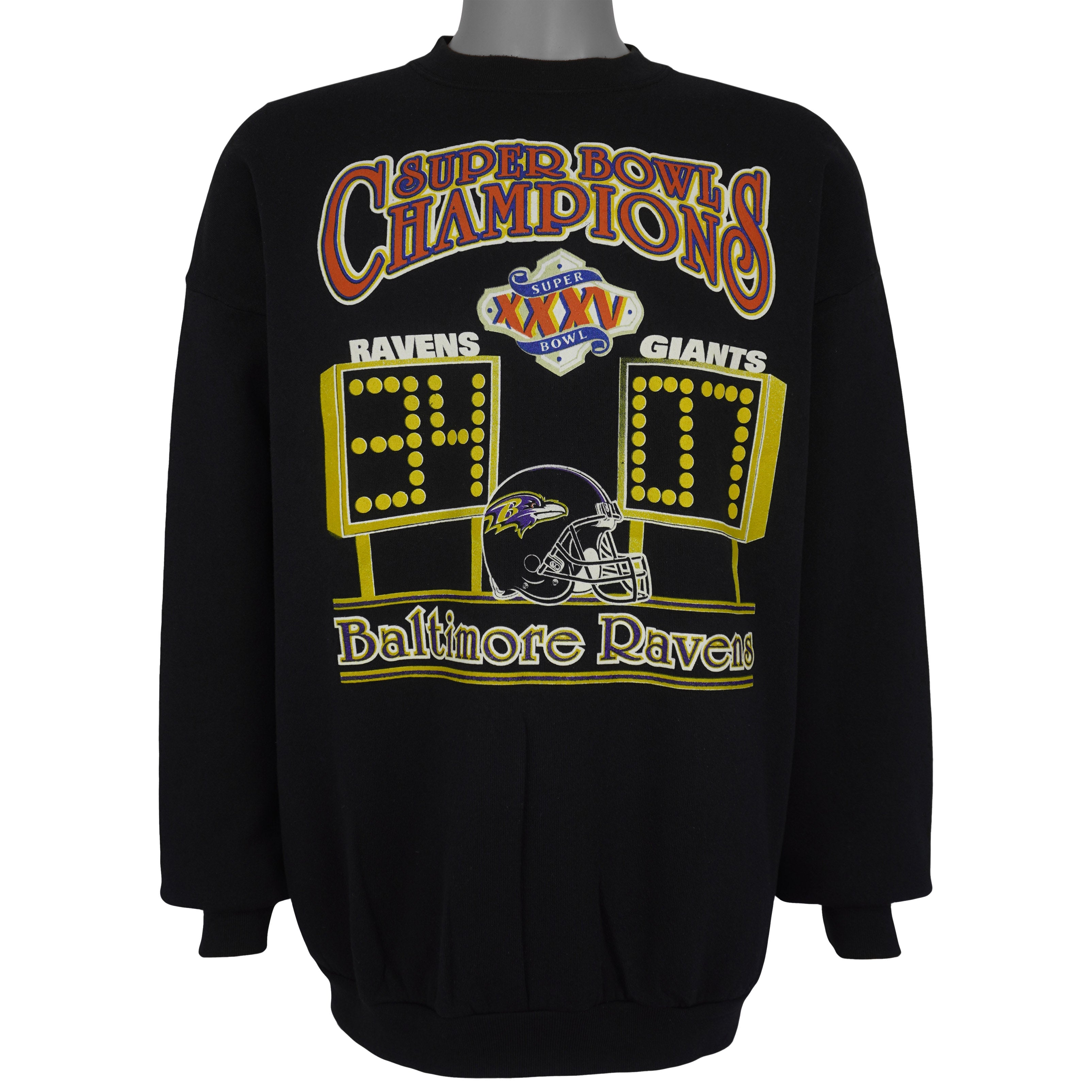 NFL (Tultex) - Baltimore Ravens, Super Bowl XXXV Crew Neck Sweatshirt 2001 X-Large Vintage Retro Football
