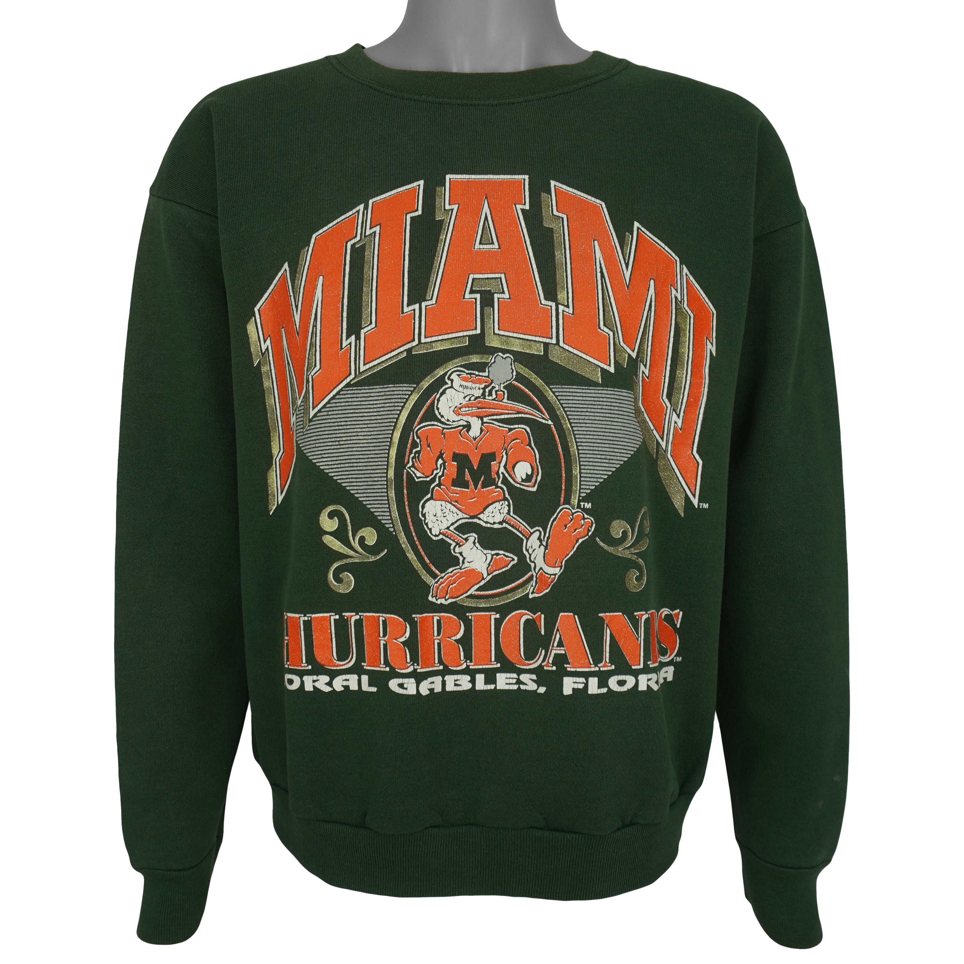 NCAA (TNT) - Miami Hurricanes Crew Neck Sweatshirt 1980s Large Vintage Retro