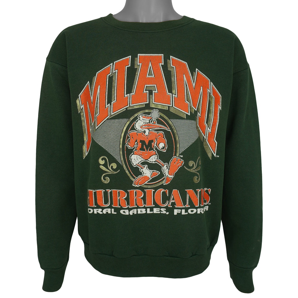 NCAA (TNT) - Miami Hurricanes Crew Neck Sweatshirt 1980s Large Vintage Retro