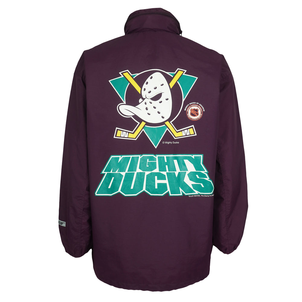 NHL (Pro One) - Mighty Ducks Button-Up Jacket 1994 Large Vintage Retro Hockey