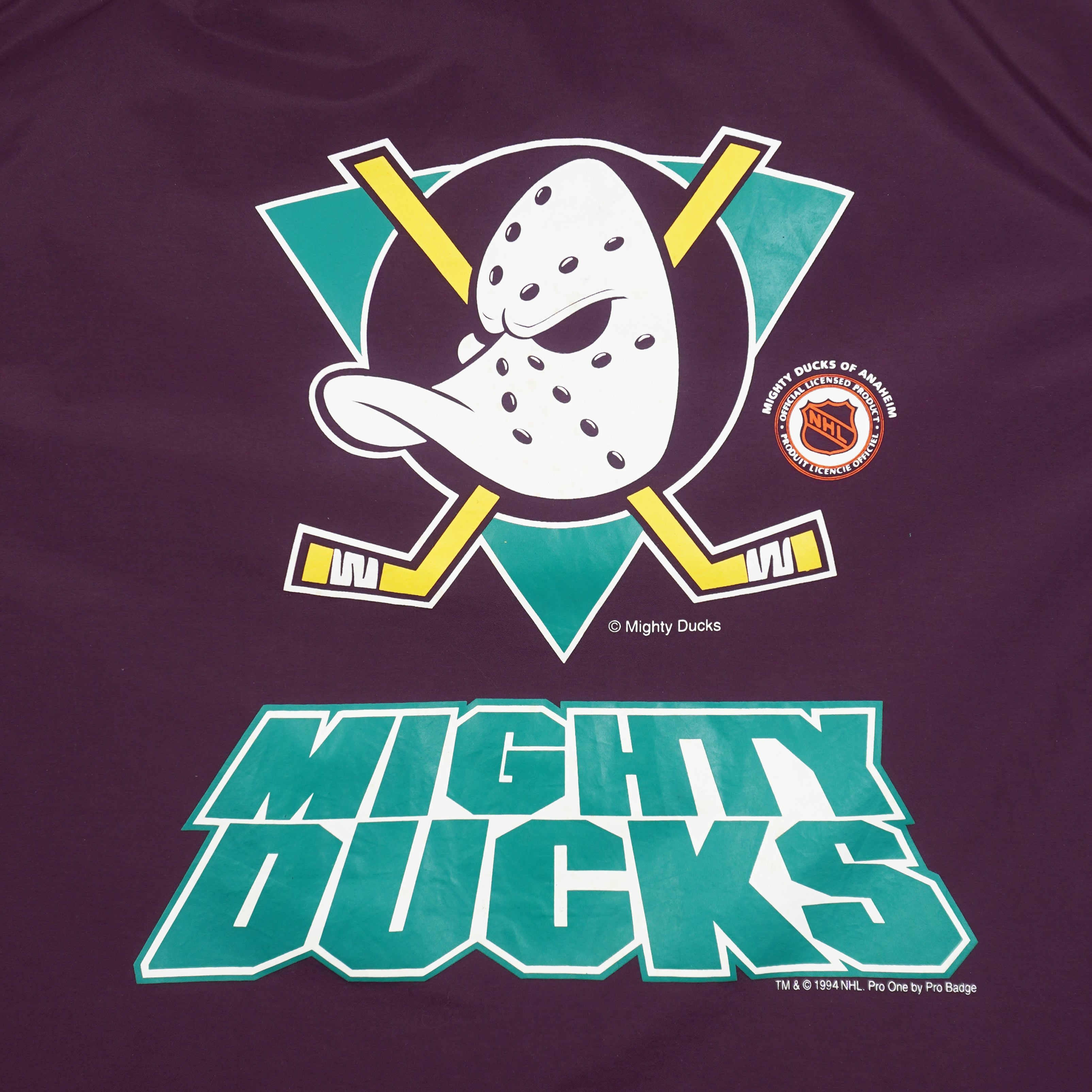 NHL (Pro One) - Mighty Ducks Button-Up Jacket 1994 Large Vintage Retro Hockey