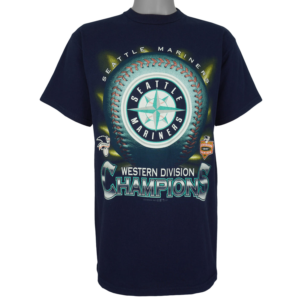 MLB (Tultex) - Seattle Mariners Western Division Champions T-Shirt 1997 Large Vintage Retro Baseball
