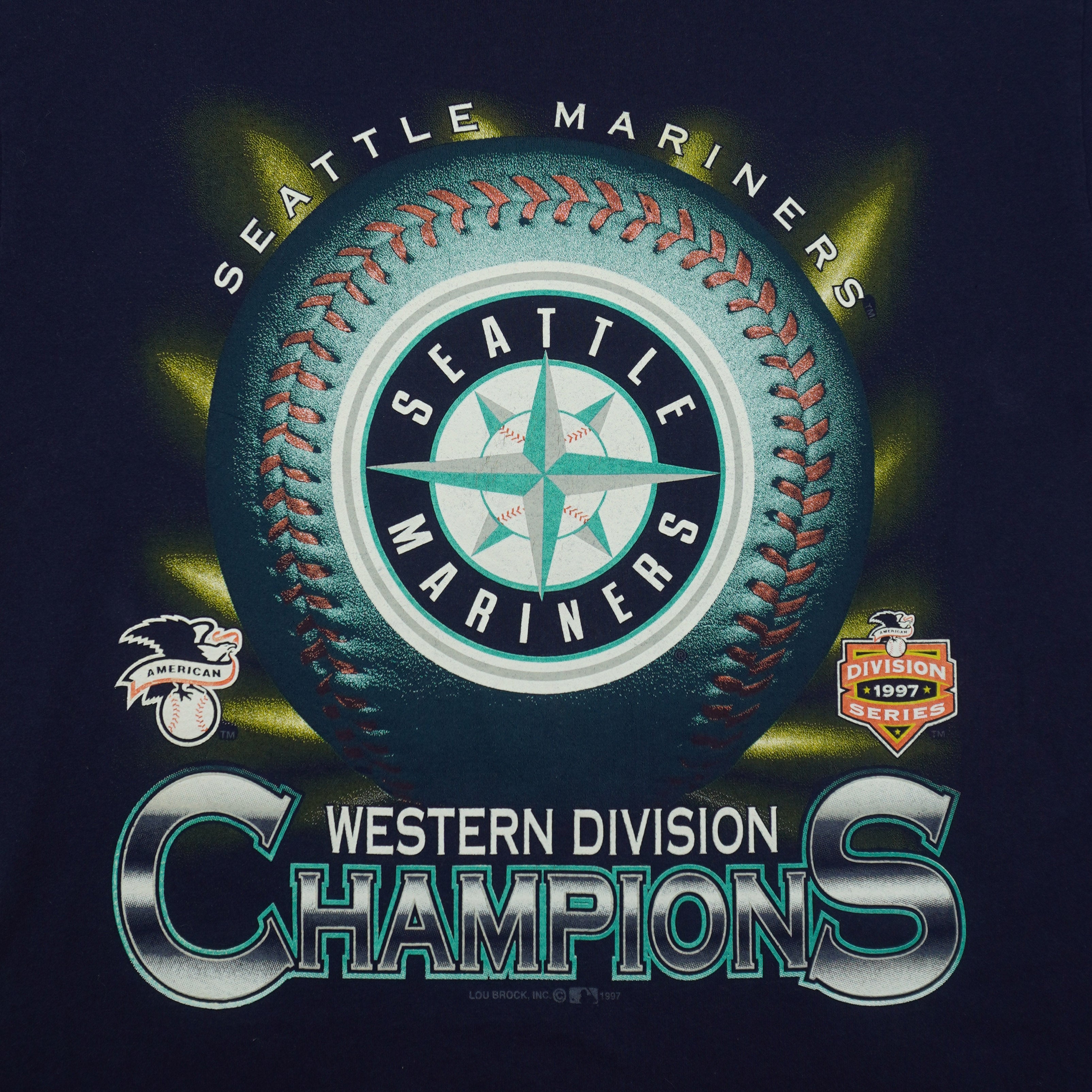 MLB (Tultex) - Seattle Mariners Western Division Champions T-Shirt 1997 Large Vintage Retro Baseball
