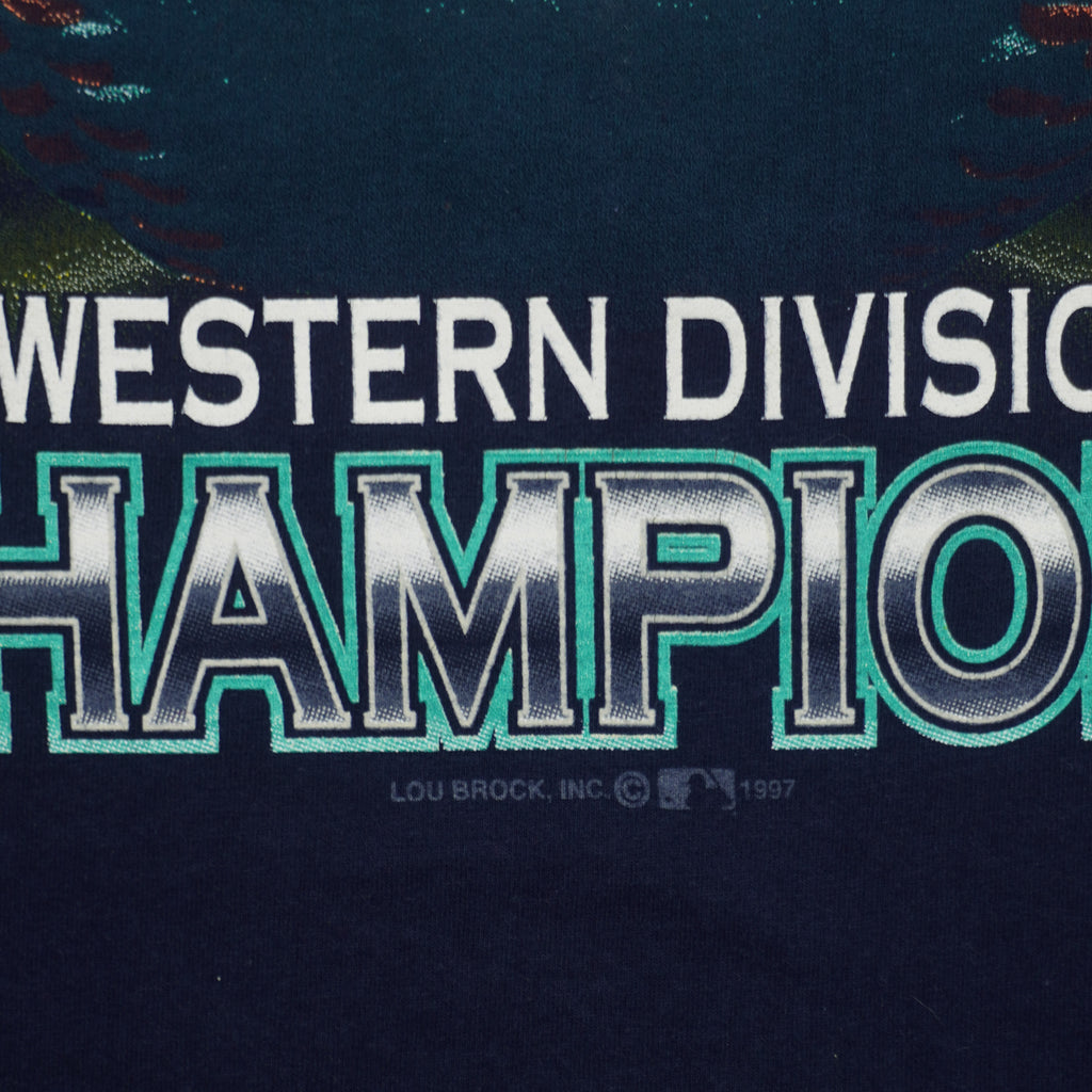 MLB (Tultex) - Seattle Mariners Western Division Champions T-Shirt 1997 Large Vintage Retro Baseball