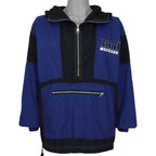 Budweiser - Blue & Black Budweiser Sports Hooded Windbreaker 1990s Large Vintage Retro