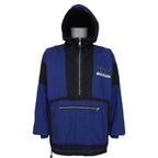 Budweiser - Blue & Black Budweiser Sports Hooded Windbreaker 1990s Large Vintage Retro