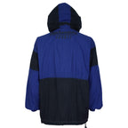 Budweiser - Blue & Black Budweiser Sports Hooded Windbreaker 1990s Large Vintage Retro