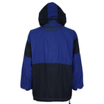 Budweiser - Blue & Black Budweiser Sports Hooded Windbreaker 1990s Large Vintage Retro