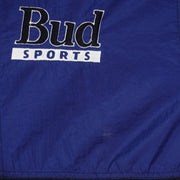 Budweiser - Blue & Black Budweiser Sports Hooded Windbreaker 1990s Large Vintage Retro