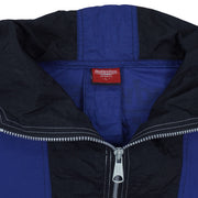 Budweiser - Blue & Black Budweiser Sports Hooded Windbreaker 1990s Large Vintage Retro