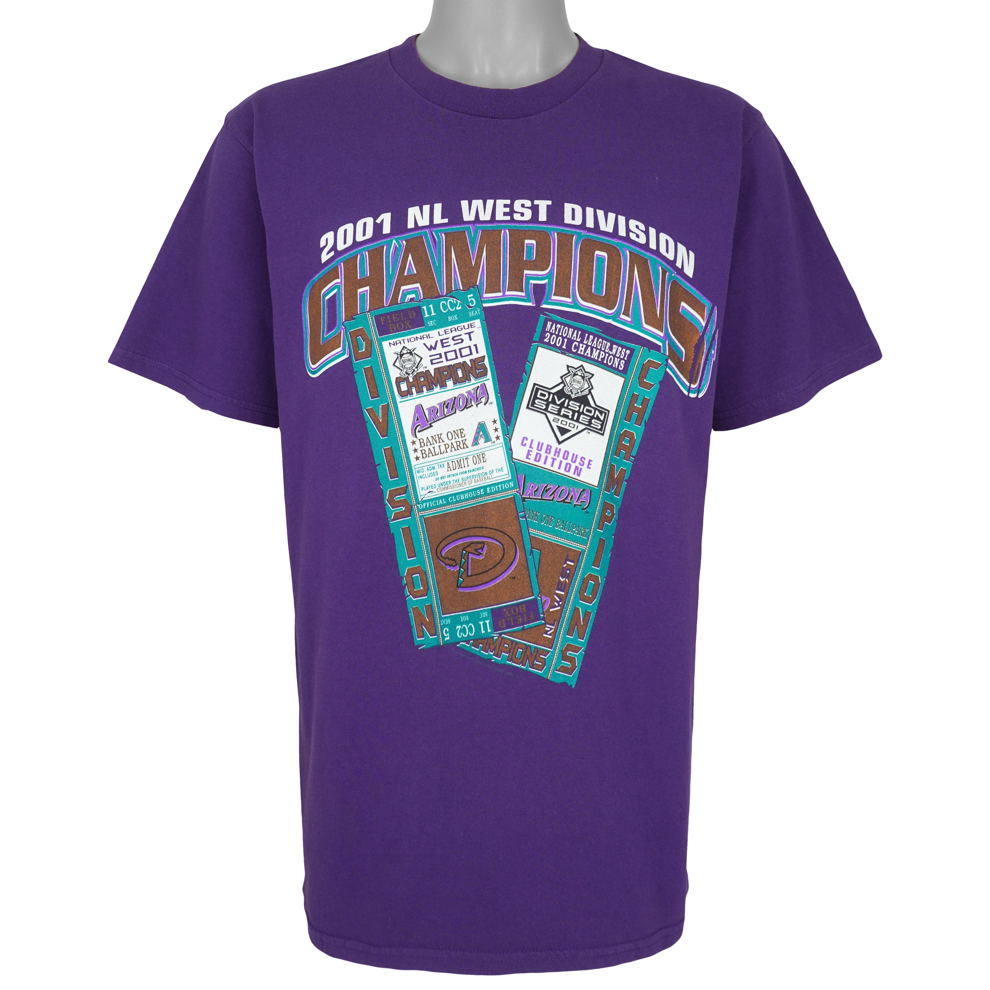 MLB (Lee) - Arizona Diamondbacks Baseball Tickets T-Shirt 2001 Large Vintage Retro Baseball