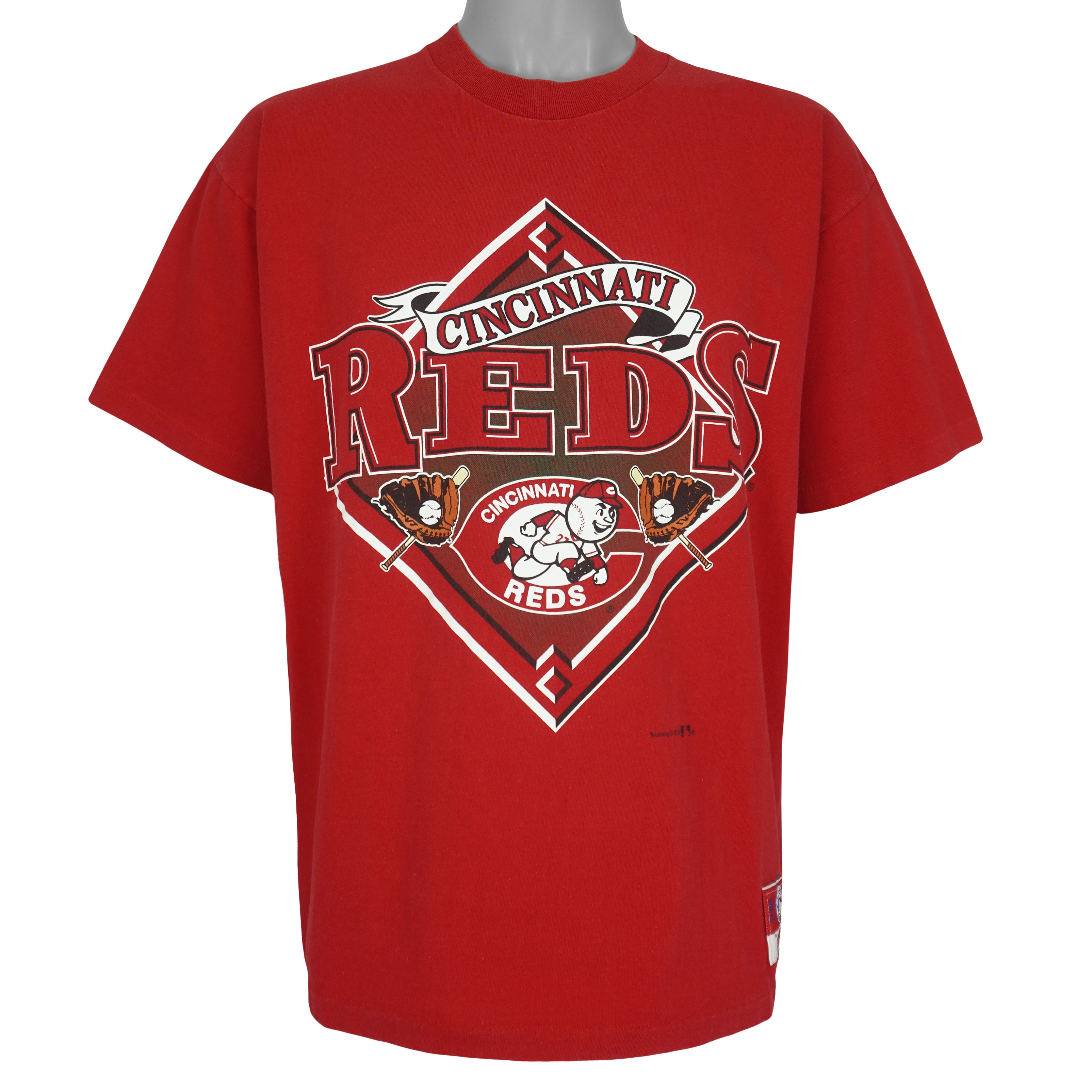 MLB (Nutmeg) - Cincinnati Reds Baseball Single Stitch T-Shirt 1990s Large Vintage Retro Baseball
