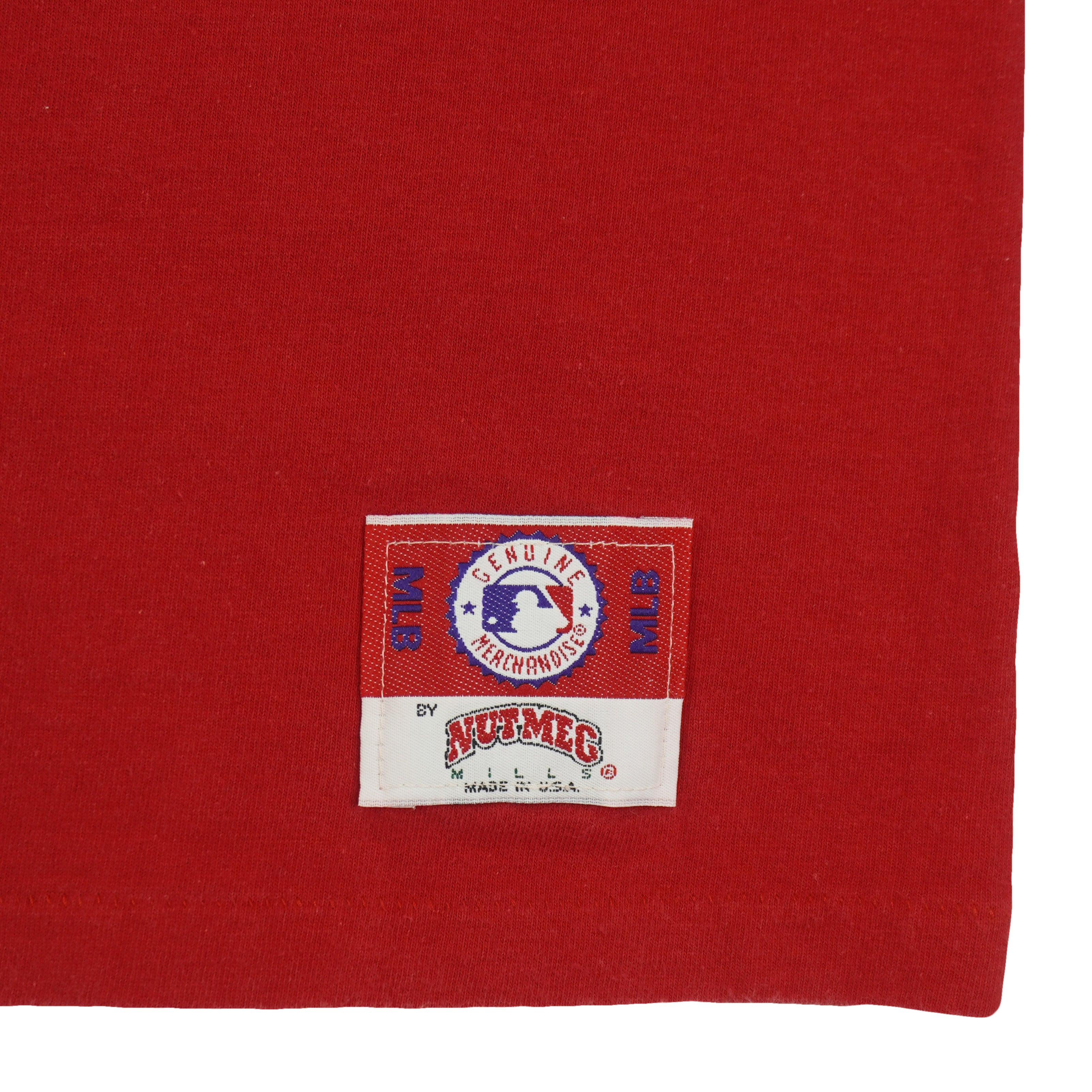 MLB (Nutmeg) - Cincinnati Reds Baseball Single Stitch T-Shirt 1990s Large Vintage Retro Baseball